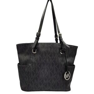 Michael Kors Jet Set Travel Logo Tote Bag Black Signature‎ Medium Shoulder Bag